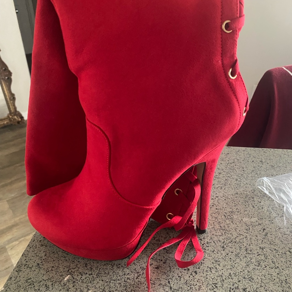 Elegant Red High Heel Boots